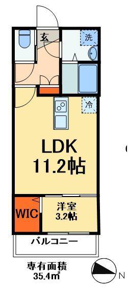明幸3番館(1LDK/1階)の間取り写真