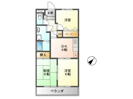 マンションYOKOHIRA(3DK/2階)の間取り写真