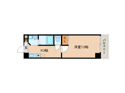 インペリアル奈良大宮(1K/9階)の間取り写真