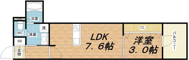 RJRプレシア南堀江(1DK/8階)の間取り写真
