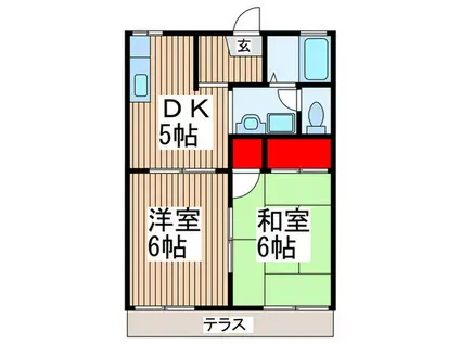 メゾン大木A(2DK/1階)の間取り写真