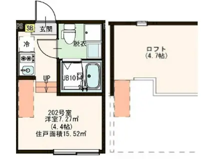 船堀五丁目 DESIGNER S APARTMENT(ワンルーム/2階)の間取り写真