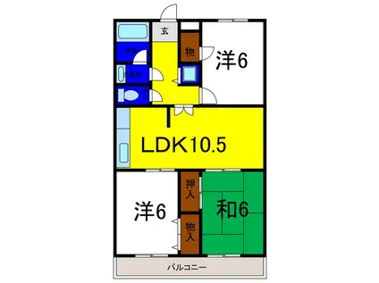 カサコモダPART5(3LDK/2階)の間取り写真