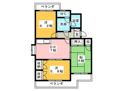アビタシオン富士(3DK/4階)の間取り写真
