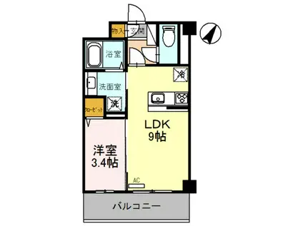 グランアネシス金澤(1LDK/3階)の間取り写真
