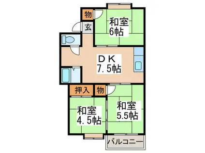 高松ハイツ(3DK/2階)の間取り写真