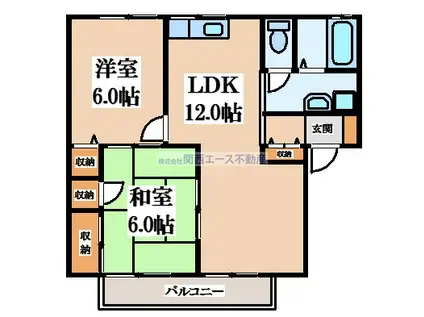 ガーデンハイツ若江東(2LDK/1階)の間取り写真