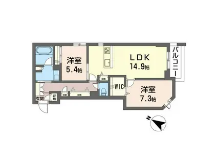 ウィズプラス東川口(2LDK/1階)の間取り写真