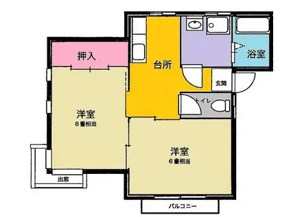 ルファール自由ヶ丘(2DK/1階)の間取り写真