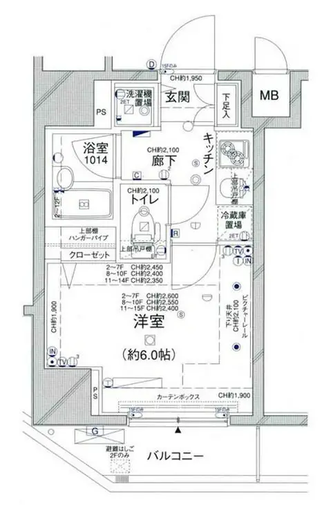 コンシェリア新橋 9階階 間取り