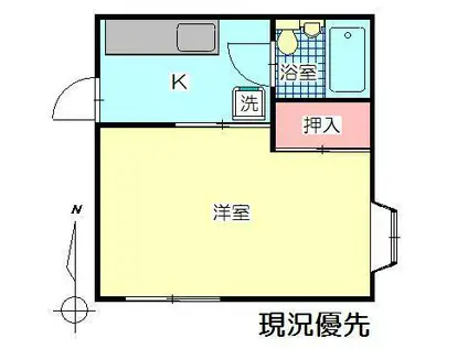 フェリーチェ石垣東(1K/4階)の間取り写真
