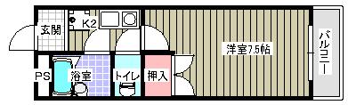 エメローズ丸之内(1K/2階)の間取り写真