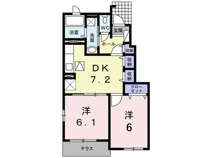 アドラブールA(2DK/1階)の間取り写真