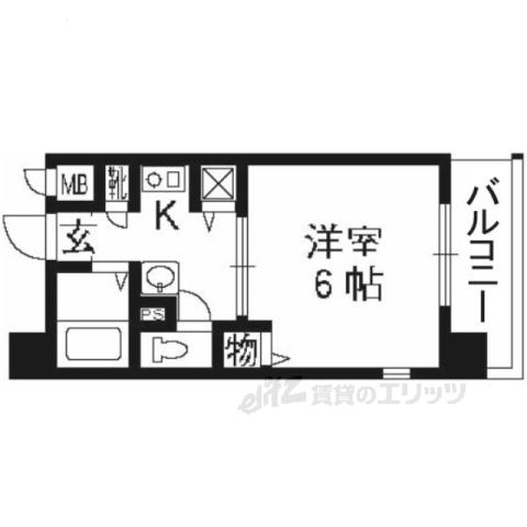 エステムコート京都河原町プレジール(1K/8階)の間取り写真