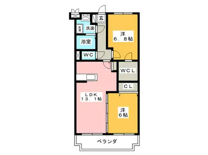 グランストーク下平川(2LDK/1階)の間取り写真