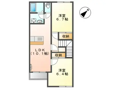 グリーンハイツ(2LDK/2階)の間取り写真