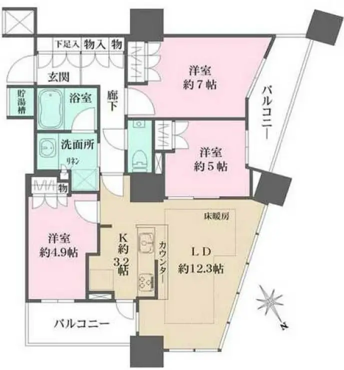 ザ・パークハウス西新宿タワー60 22階階 間取り