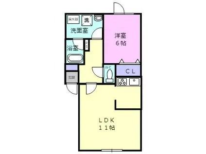 パークサイドアベニュー V(1LDK/1階)の間取り写真