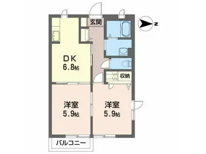 シャーメゾン藤木B(2DK/2階)の間取り写真