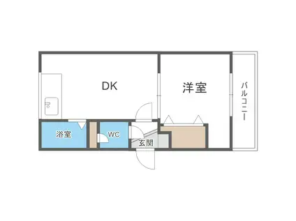 グレイスハイデンス(1DK/4階)の間取り写真