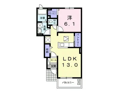 グレイスハーモニーI(1LDK/1階)の間取り写真