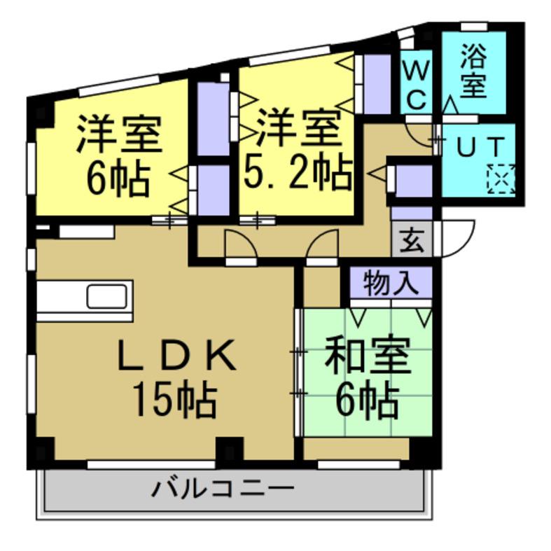 ハイドリーム谷口(3LDK/1階)の間取り写真