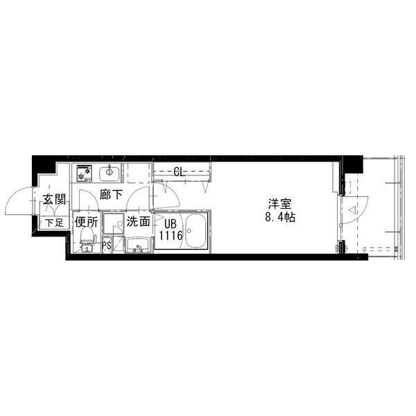 アルティザ姫路(1K/15階)の間取り写真
