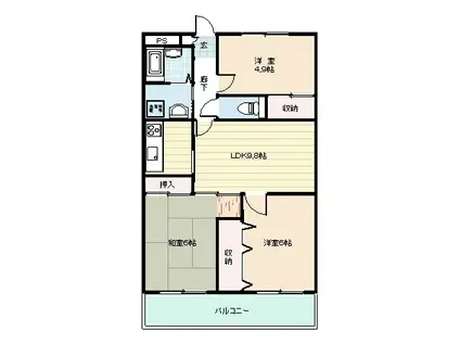 グランディール・ミユキ(3LDK/6階)の間取り写真