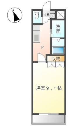 オリオン(1K/1階)の間取り写真