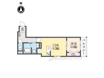 アート樟葉3(1LDK/2階)の間取り写真