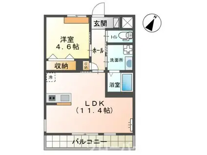 ティーダハウス(1LDK/2階)の間取り写真