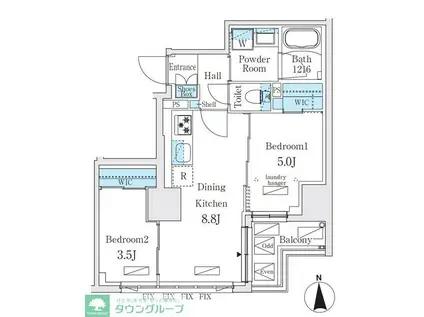 ジオエント秋葉原(2DK/7階)の間取り写真