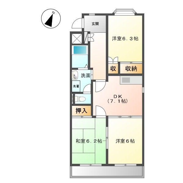 フォーシーズンA(3DK/3階)の間取り写真