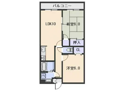 サニーコート・E(2LDK/3階)の間取り写真
