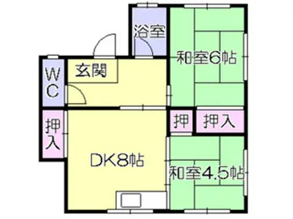 ドゥウェルハウス(2DK/3階)の間取り写真