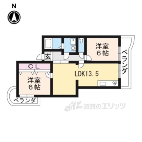 ホワイトエステート(2LDK/4階)の間取り写真