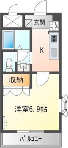 グランセ田宮II(1K/2階)の間取り写真