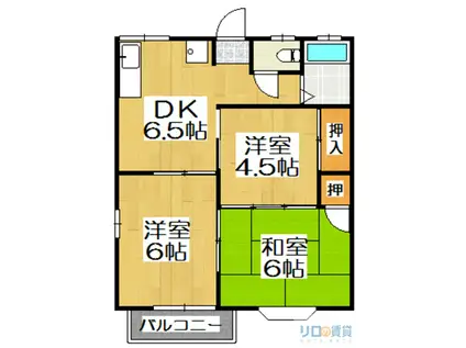 レジデンス仁川(3DK/2階)の間取り写真