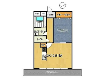 ヒルズみらい平(1LDK/4階)の間取り写真