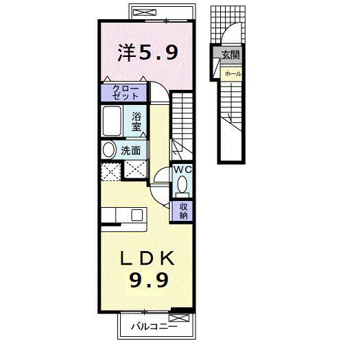 ネオハイムD(1LDK/2階)の間取り写真