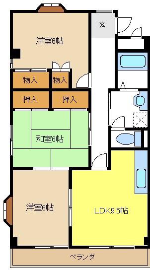 メイゾン島田(3LDK/2階)の間取り写真