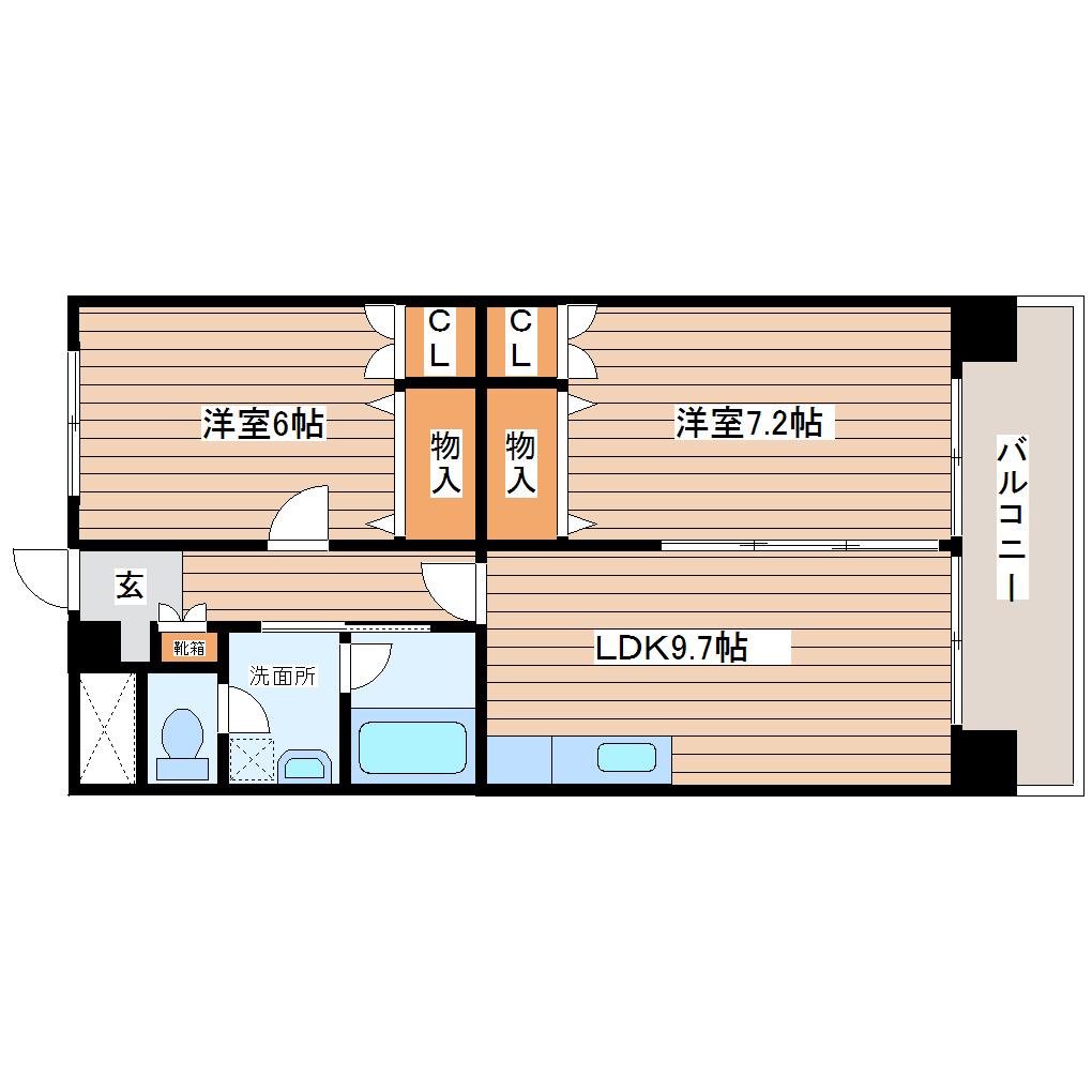 第5ジーオンビル(2LDK/3階)の間取り写真