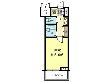 リーガル京都河原町III(1K/2階)の間取り写真
