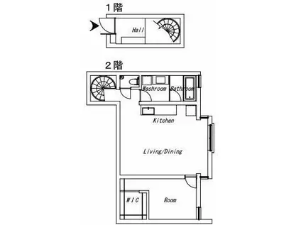 BARK LANE 中目黒(1LDK/1階)の間取り写真