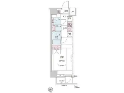 ザ・レジデンス神楽坂I(1K/1階)の間取り写真