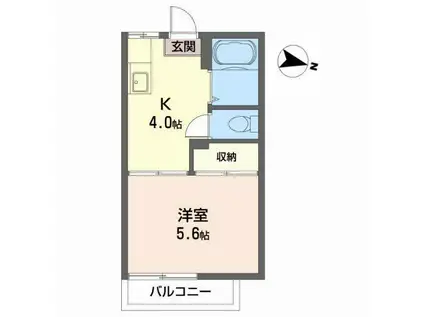 フォーブル白水沢(1K/2階)の間取り写真