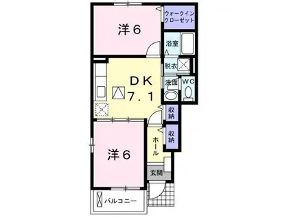 クロークルア・トング(2DK/1階)の間取り写真