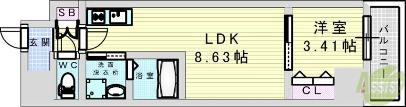 アーバンパーク新大阪(1LDK/10階)の間取り写真