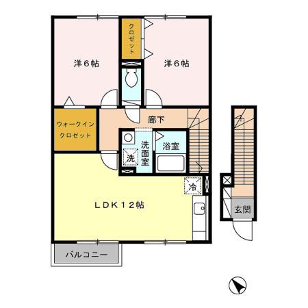 シャルムマスダIB(2LDK/2階)の間取り写真