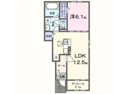 モルゲン・チェーロ(1LDK/1階)の間取り写真
